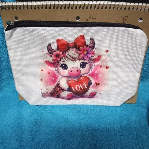 Cute Cow Love Makeup Pouch Cosmetic Bag - Picture 1 of 2